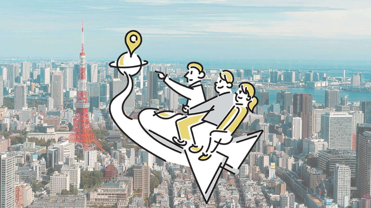 ビザ・在留資格を取得して来日し、日本で目標に向かって進む外国人たちのイメージイラスト